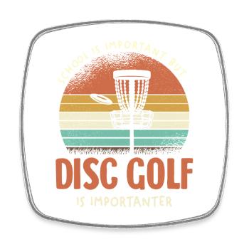 Retro Disc Golf Is Important - Square fridge magnet - white - Front