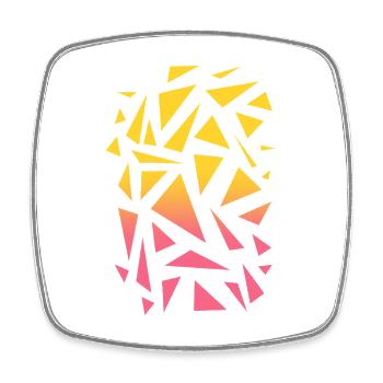 Motif triangulaire - Jaune Rouge - Magnet carré - blanc - Devant
