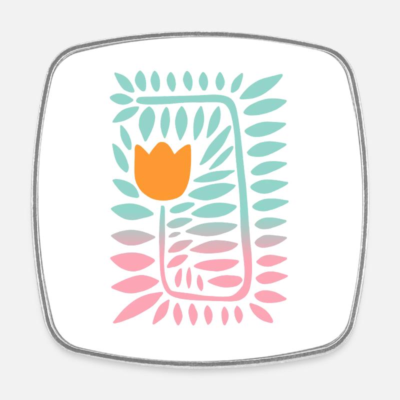 Gradient tulip - turquoise - Square fridge magnet - white