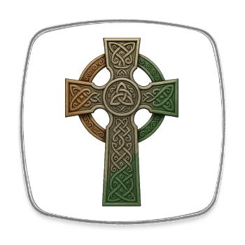 Irish Celtic Cross Knot Pattern - Square fridge magnet - white - Front