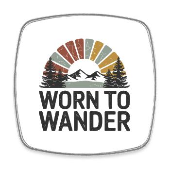Retro Grunge – Worn to Wander - Square fridge magnet - white - Front