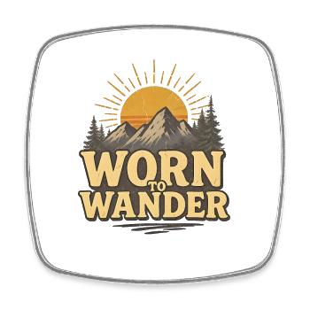 Retro Grunge – Worn to Wander - Square fridge magnet - white - Front
