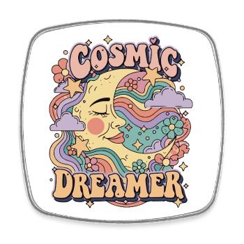 Psychedelisch Retro – Cosmic Dreamer - Viereckiger Kühlschrankmagnet - Weiß - Vorne