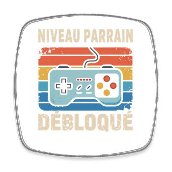 Niveau Parrain Débloqué Cadeau original - Magnet carré - blanc - Devant