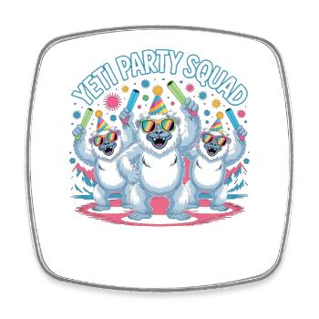 Yeti Party Squad – Chemise de fête d’hiver drôle - Magnet carré - blanc - Devant