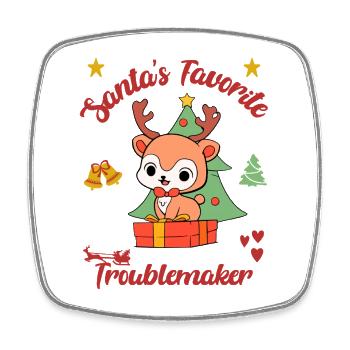 Merry Christmas design with reindeer motif - Square fridge magnet - white - Front