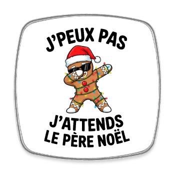 J’peux pas j’attends le Père Noël Bonhomme Pain  - Magnet carré - blanc - Devant