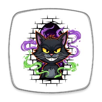 Graffiti Katze Neon - Viereckiger Kühlschrankmagnet - Weiß - Vorne