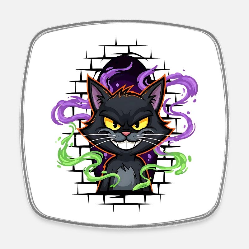 Graffiti Cat Neon - Square fridge magnet - white