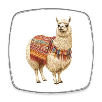 Lama - Viereckiger Kühlschrankmagnet - Weiß - Vorne