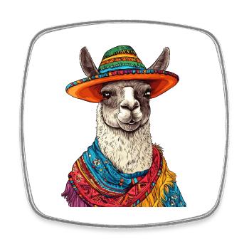 Lama - Viereckiger Kühlschrankmagnet - Weiß - Vorne