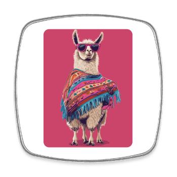 Lama - Viereckiger Kühlschrankmagnet - Weiß - Vorne