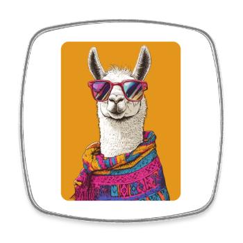 Lama - Viereckiger Kühlschrankmagnet - Weiß - Vorne