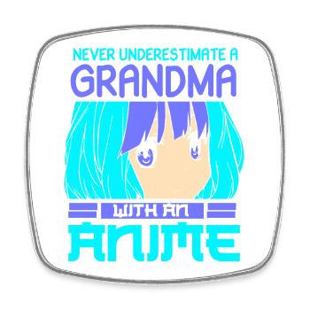 Anime Manga Otaku Kawaii Japan Cosplay Grandma - Square fridge magnet - white - Front