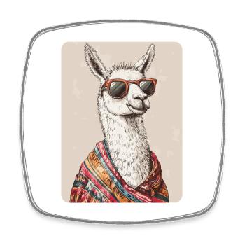 Lama - Viereckiger Kühlschrankmagnet - Weiß - Vorne