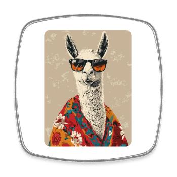 lama - Magnet carré - blanc - Devant