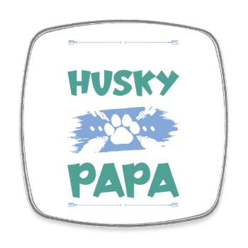 papa chien husky - Magnet carré - blanc - Devant