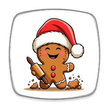 Weihnachts Gingerbread mit Zuckerguss - Viereckiger Kühlschrankmagnet - Weiß - Vorne