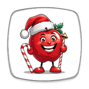 Kuscheliger Apfel im Weihnachtsmannhut - Viereckiger Kühlschrankmagnet - Weiß - Vorne