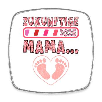 Baby Kommt ZUKUNFTIGE MAMA EST 2026 LUSTIG - Viereckiger Kühlschrankmagnet - Weiß - Vorne