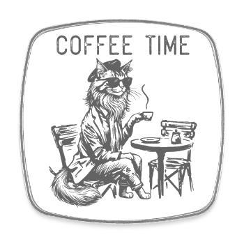 Cooler Katzenkaffee  Design für Kaffeeliebhaber - Viereckiger Kühlschrankmagnet - Weiß - Vorne