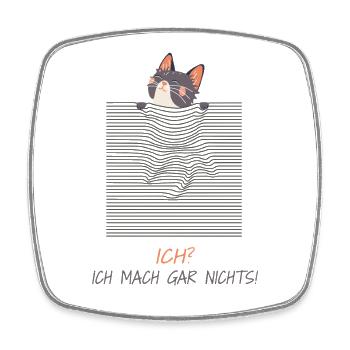 Neugierige Katze – Lustiger 3D-Linien-Effekt - Viereckiger Kühlschrankmagnet - Weiß - Vorne