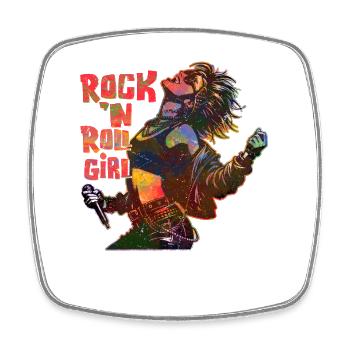 Rock 'n Roll Girl Musique Guitare Rock Band - Magnet carré - blanc - Devant