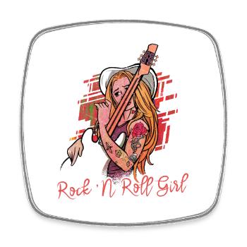 Rock 'n Roll Girl Rock Band Guitare Musique - Magnet carré - blanc - Devant