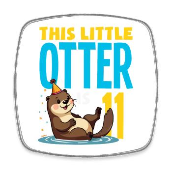 This Otter Is 11 - Cute Birthday Motif - Square fridge magnet - white - Front