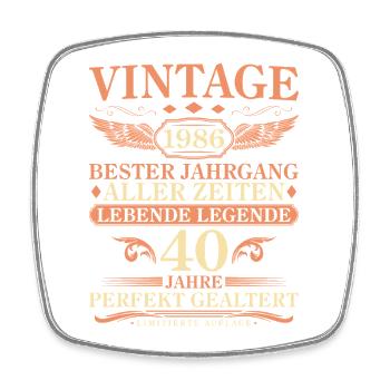 Vintage 1986 Jahrgang geboren - 40. Geburtstag - Viereckiger Kühlschrankmagnet - Weiß - Vorne