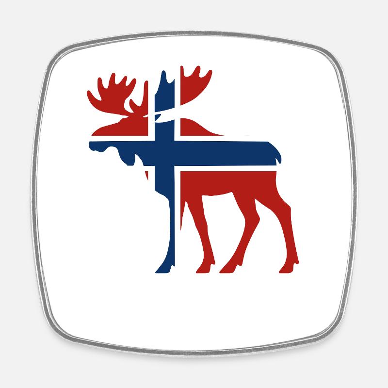 Nordic Moose with Norway Flag - Square fridge magnet - white