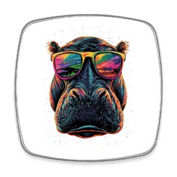 Nilpferd Flusspferd Mama Hippopotamus Cooles Hippo - Magnet carré - blanc - Devant
