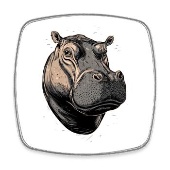 Nilpferd Flusspferd Mama Hippopotamus Cooles Hippo - Magnet carré - blanc - Devant