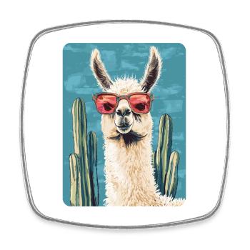 Lama - Viereckiger Kühlschrankmagnet - Weiß - Vorne