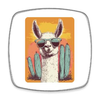 Lama - Viereckiger Kühlschrankmagnet - Weiß - Vorne