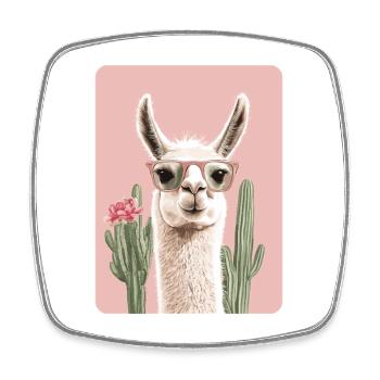 lama - Magnet carré - blanc - Devant