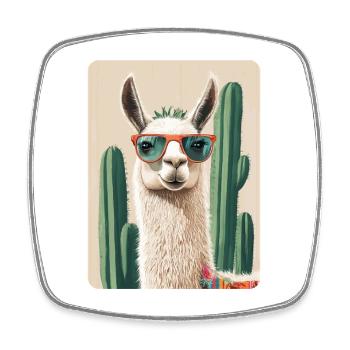 Lama - Viereckiger Kühlschrankmagnet - Weiß - Vorne