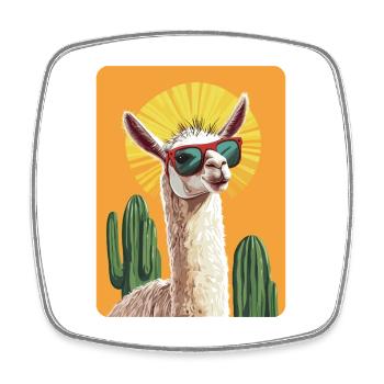 lama - Magnet carré - blanc - Devant