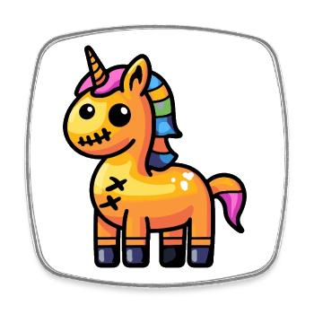Einhorn Halloween Zombie - Viereckiger Kühlschrankmagnet - Weiß - Vorne