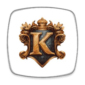 K Letter Name Crown - Square fridge magnet - white - Front