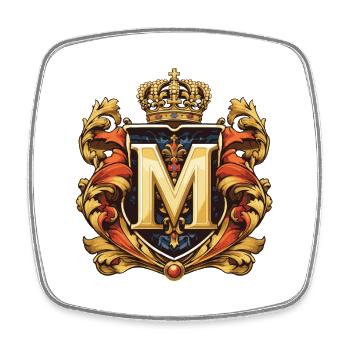 M Buchstabe Name Krone - Viereckiger Kühlschrankmagnet - Weiß - Vorne