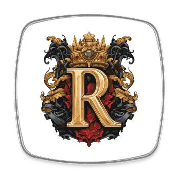 R Letter Name Crown - Square fridge magnet - white - Front