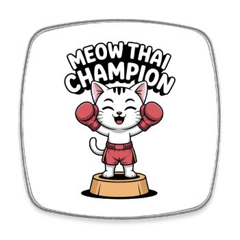 Meow Thai Champion - Viereckiger Kühlschrankmagnet - Weiß - Vorne