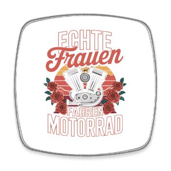 Echte Frauen Fahren Motorrad Vintage Stil Motor - Viereckiger Kühlschrankmagnet - Weiß - Vorne