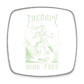 Therapie ist teuer Wind ist kostenlos Biker Schädel - Viereckiger Kühlschrankmagnet - Weiß - Vorne