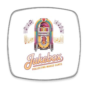 Jukebox Sammler Jukebox Collecting Makes Cents - Viereckiger Kühlschrankmagnet - Weiß - Vorne