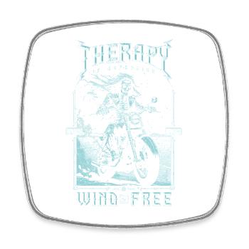 Therapie ist teuer Wind ist kostenlos Biker Schädel - Viereckiger Kühlschrankmagnet - Weiß - Vorne