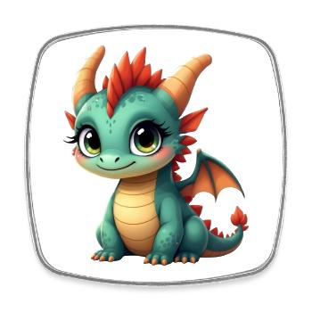 Cute Baby Dragon - Square fridge magnet - white - Front