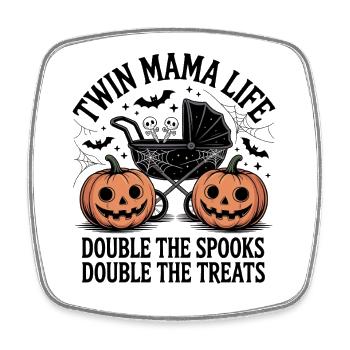 Halloween Double Bébé Hanté - Magnet carré - blanc - Devant