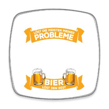 Fishing and Beer: Problem Solving, Angler Saying - Square fridge magnet - white - Front
